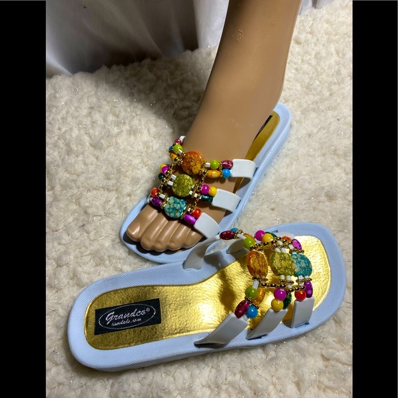 Grandco Gold Beaded Fancy Summer Sandals - Picture 2 of 8